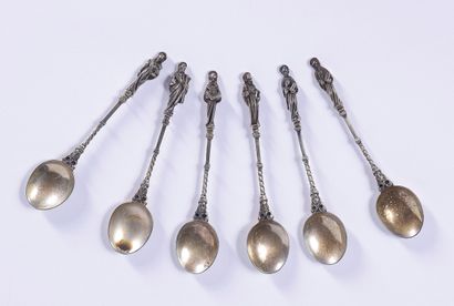 Six silver coffee spoons, 
