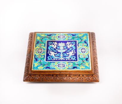 LONGWY (attributed to),

Square earthenware...