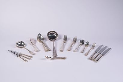 Silver plated cutlery set, net pattern including...