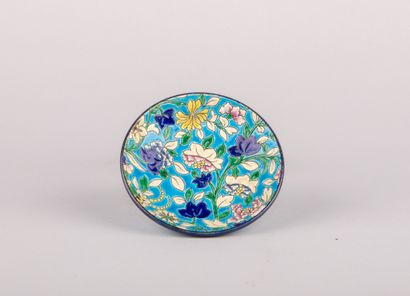 LONGWY, lot of two pieces in polychrome enamelled...