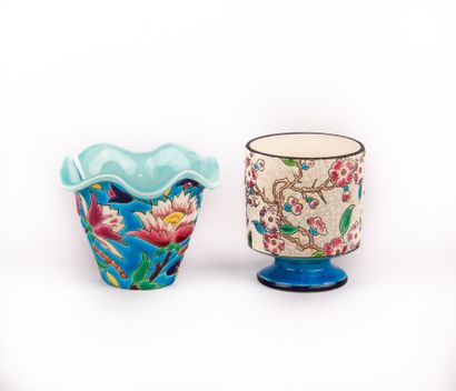 LONGWY and attributed to, lot of three pieces...
