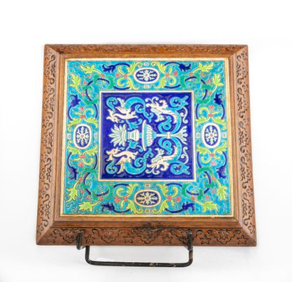 LONGWY (attributed to),

Square earthenware...