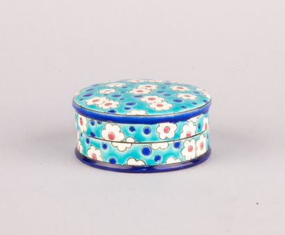 LONGWY,

Covered circular box in polychrome...