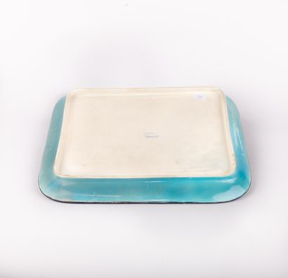 LONGWY,

Rectangular tray in polychrome enamelled...