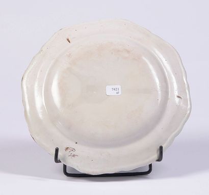 MOUSTIERS Earthenware plate with green monochrome...