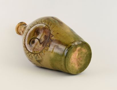 Interesting bottle-shaped ceramic vase decorated...
