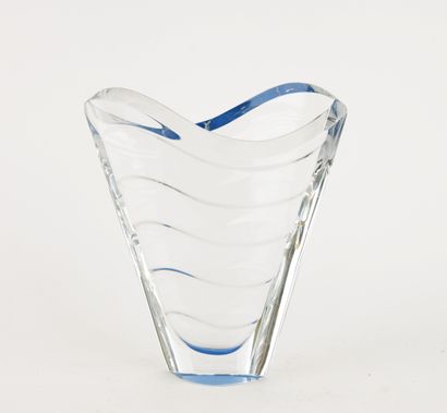 BACCARAT.
Flared crystal vase with wave design...