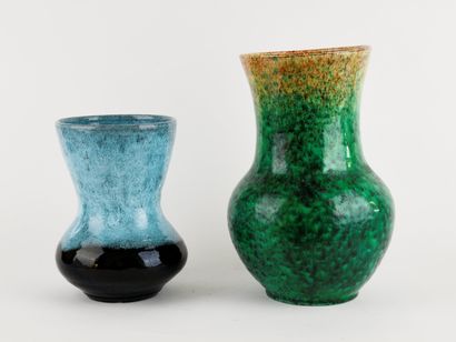 ACCOLAY.
Reunion of two ceramic vases, one...
