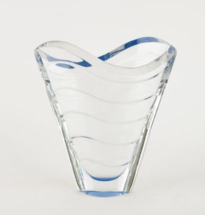 BACCARAT.
Flared crystal vase with wave design...