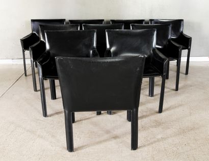 DE COURO OF BRAZIL.
Suite of ten armchairs...