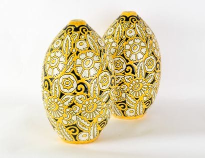Charles CATTEAU (1880-1966), Pair of polychrome...