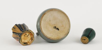 Reunion of two ceramic vases and one pitcher,...