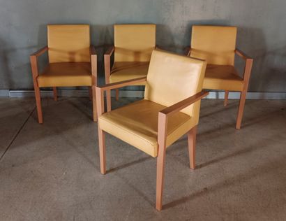 ROSET LINE.
Suite of four armchairs in light...