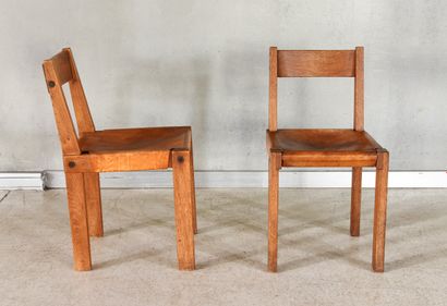 Pierre CHAPO (1927-1987).
Pair of chairs,...