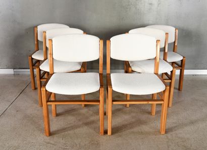 MAISON REGAIN.
Suite of six chairs in elm...