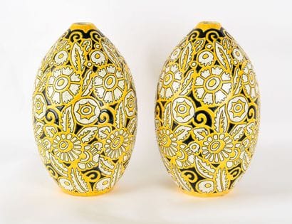 Charles CATTEAU (1880-1966), Pair of polychrome...