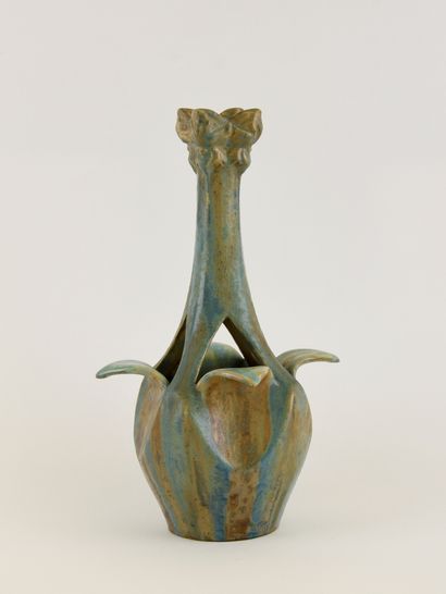 PIERREFOND. 
Blue and beige flamed stoneware...