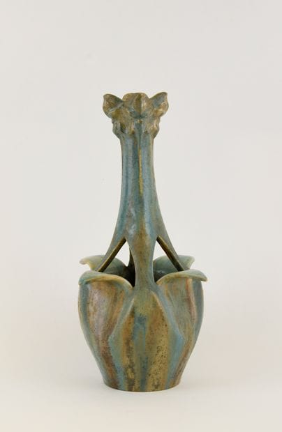 PIERREFOND. 
Blue and beige flamed stoneware...