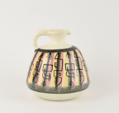 ACCOLAY.
Ceramic jug with white glaze and...