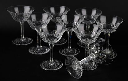 BACCARAT.
Suite of nine crystal champagne...