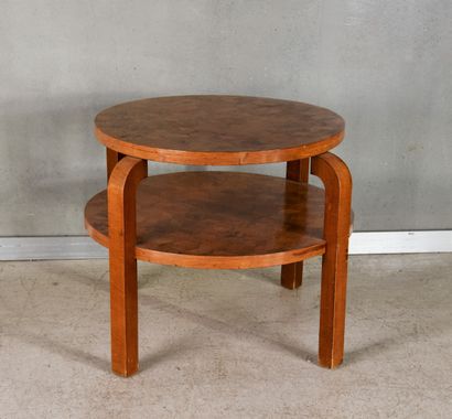 Circular coffee table in veneered wood with...
