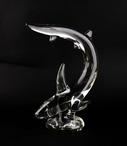 Sturgeon in molded pressed glass. 
20th century....