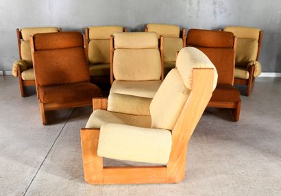 MAISON REGAIN. 
Suite of Eight elm armchairs...