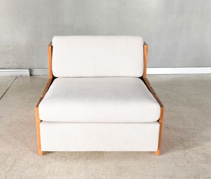 MAISON REGAIN.
Armchair with solid elm frame...