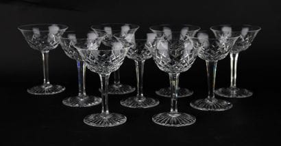 BACCARAT.
Suite of nine crystal champagne...