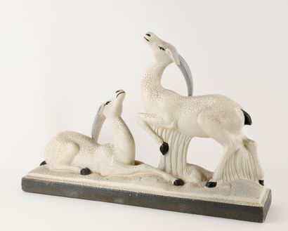 Charles LEMANCEAU (1905-1980)
Gazelles, 
White...