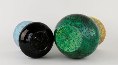 ACCOLAY.
Reunion of two ceramic vases, one...