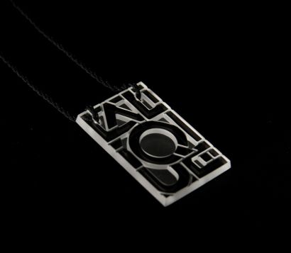 LALIQUE.
Rectangular pendant in partially...
