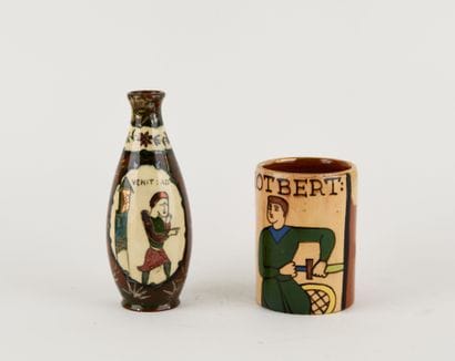 BRENNER Caen.
Earthenware ovoid vase decorated...