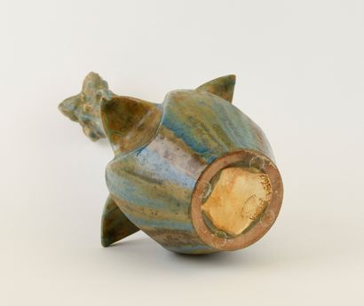 PIERREFOND. 
Blue and beige flamed stoneware...
