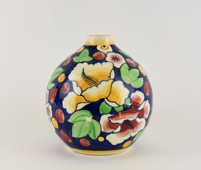 KERAMIS.
Ceramic ball vase with polychrome...