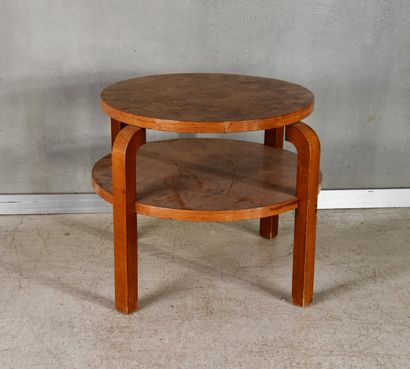 Circular coffee table in veneered wood with...