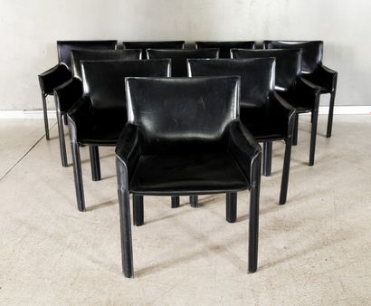 DE COURO OF BRAZIL.
Suite of ten armchairs...