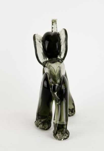 Elephant in polychrome stained glass. 
White...