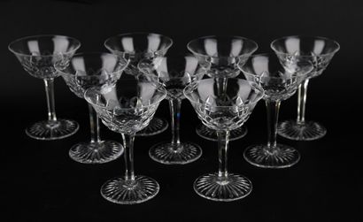 BACCARAT.
Suite of nine crystal champagne...