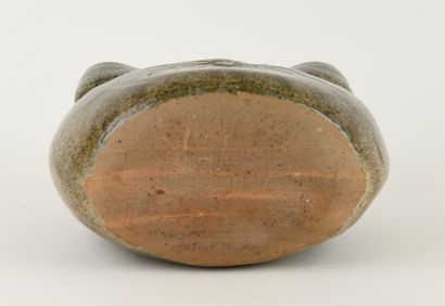 Stoneware anthropomorphic bottle with green...