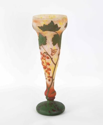 DAUM France, 
Vase with flared neck and flattened...