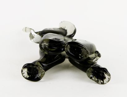 Elephant in polychrome stained glass. 
White...