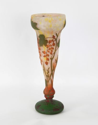 DAUM France, 
Vase with flared neck and flattened...