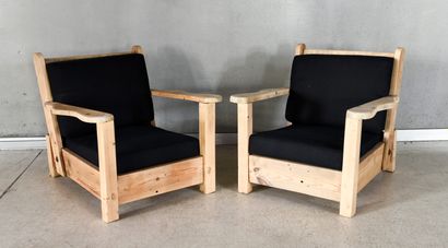 FRENCH WORK FROM THE 1950S.
Pair of armchairs...