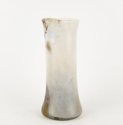 LEGRAS.
Glass vase with enameled painted...