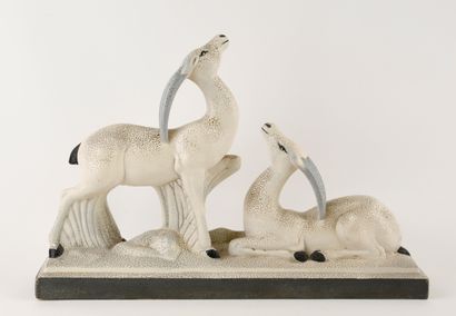 Charles LEMANCEAU (1905-1980)
Gazelles, 
White...