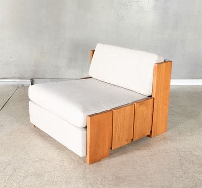MAISON REGAIN.
Armchair with solid elm frame...