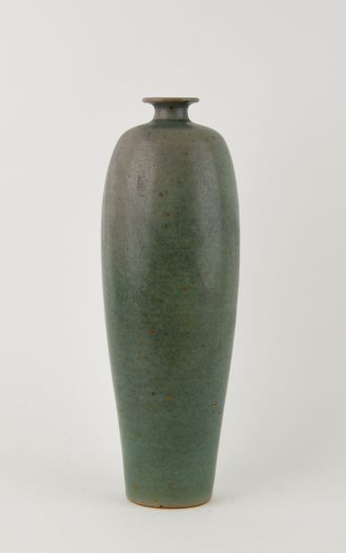 Large ovoid vase with narrow neck in stoneware...