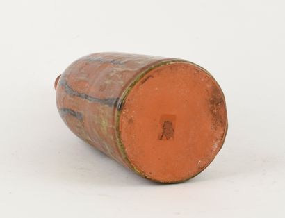 High-necked stoneware bottle vase with beige...