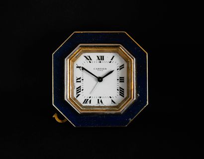 CARTIER.
Gilt-metal octagonal alarm clock...